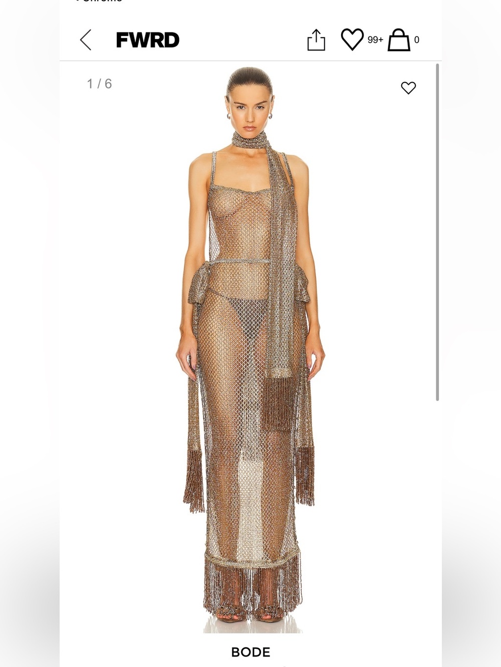 $4000 Bode Sheer Gold Lame Dress
